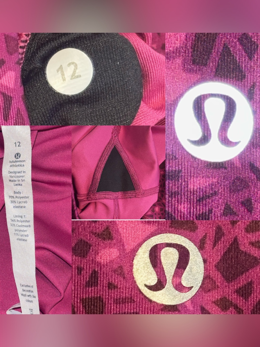Lululemon High Times Pant(Full-On Luxtreme)Paradise Geo Regal Plum Multi size 12 - Picture 4 of 16